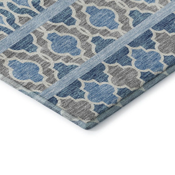 HomeRoots 5' X 8' Stylish Sky Blue Gray Ivory Ikat Area Rug - Washable, UV Protected & Perfect for Homes 661469