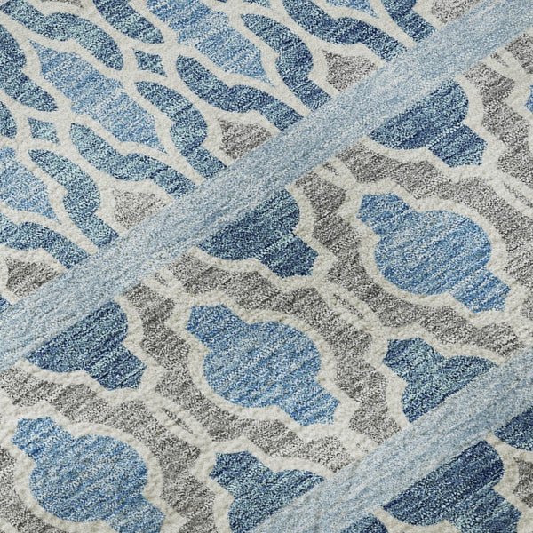 HomeRoots 5' X 8' Stylish Sky Blue Gray Ivory Ikat Area Rug - Washable, UV Protected & Perfect for Homes 661469