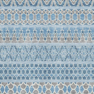 HomeRoots 8' X 10' Stylish Sky Blue, Gray & Ivory Ikat Washable Area Rug with UV Protection & Stain Resistance 661471