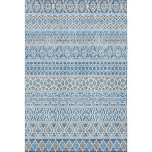 HomeRoots 10' Sky Blue Gray Ivory Ikat Area Rug – Washable, UV Protected, Durable for Family Living Spaces 661473