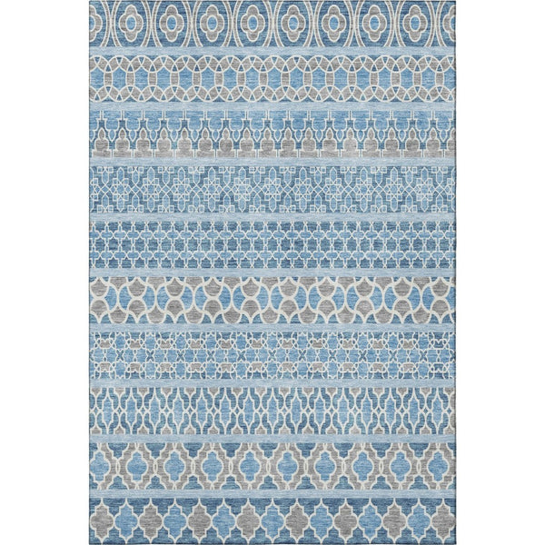 HomeRoots 10' Sky Blue Gray Ivory Ikat Area Rug – Washable, UV Protected, Durable for Family Living Spaces 661473