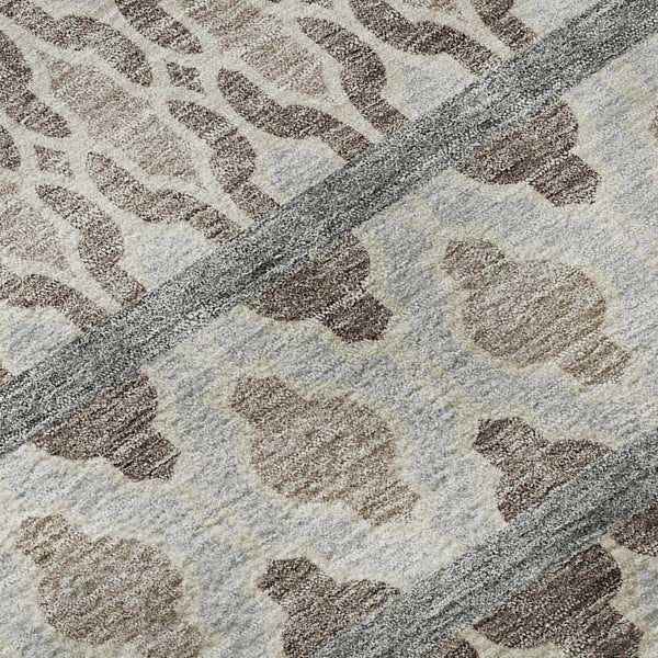 HomeRoots 8' Taupe, Beige & Ivory Ikat Round Rug - Washable, UV-Protected, Durable & Stylish for Any Space 661476