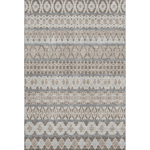 HomeRoots 8' X 10' Washable Ikat Area Rug in Soft Taupe-Beige & Ivory – UV Protected, Stain Resistant Design 661477