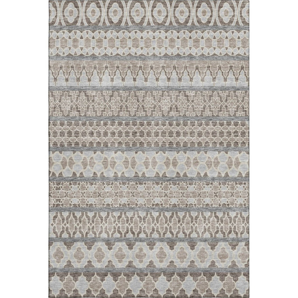HomeRoots 8' X 10' Washable Ikat Area Rug in Soft Taupe-Beige & Ivory – UV Protected, Stain Resistant Design 661477