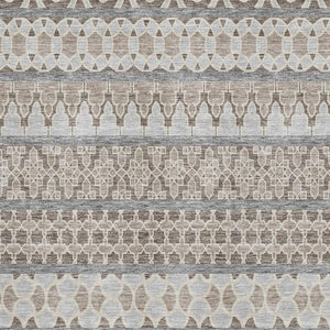 HomeRoots 8' X 10' Washable Ikat Area Rug in Soft Taupe-Beige & Ivory – UV Protected, Stain Resistant Design 661477