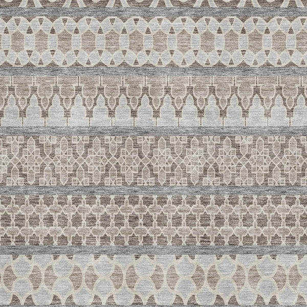 HomeRoots 8' X 10' Washable Ikat Area Rug in Soft Taupe-Beige & Ivory – UV Protected, Stain Resistant Design 661477