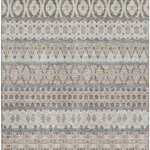 HomeRoots 8' X 10' Washable Ikat Area Rug in Soft Taupe-Beige & Ivory – UV Protected, Stain Resistant Design 661477