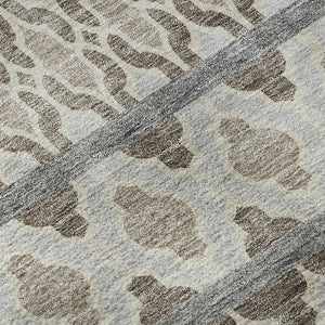 HomeRoots 9' X 12' Ikat Area Rug in Taupe Beige & Ivory - Washable, UV Protected, Stain Resistant for Homes 661478