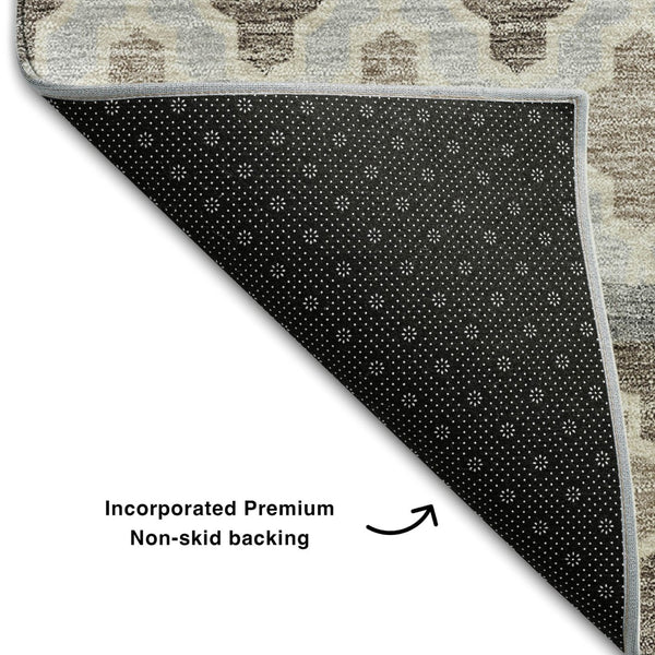 HomeRoots 10' X 14' Taupe Beige & Ivory Ikat Area Rug - Washable, UV Protected, Durable & Stain-Resistant 661479