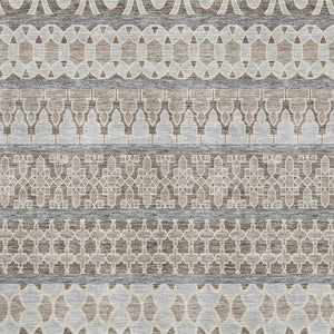 HomeRoots 10' X 14' Taupe Beige & Ivory Ikat Area Rug - Washable, UV Protected, Durable & Stain-Resistant 661479