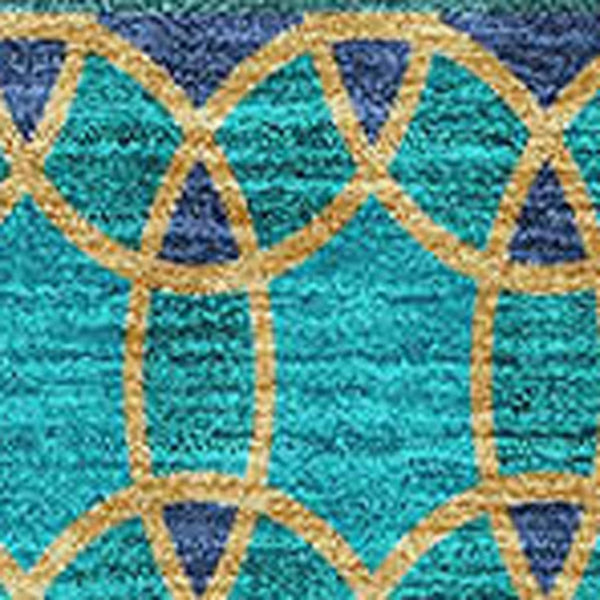 HomeRoots 10' Teal and Gold Ikat Washable Area Rug - UV-Protected, Stain-Resistant, Ideal for Busy Homes 661485