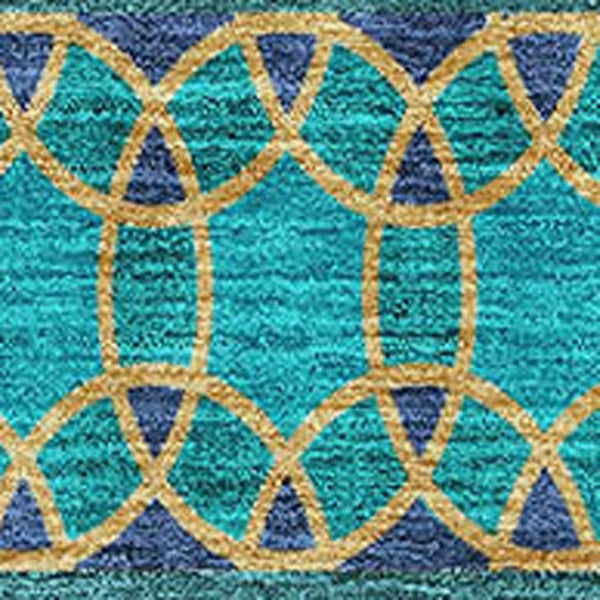 HomeRoots 10' Teal and Gold Ikat Washable Area Rug - UV-Protected, Stain-Resistant, Ideal for Busy Homes 661485