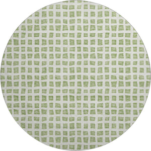 HomeRoots 8' Artichoke Green & Ivory Geometric Area Rug - Washable, UV Protected, Perfect for High-Traffic Spaces 661488