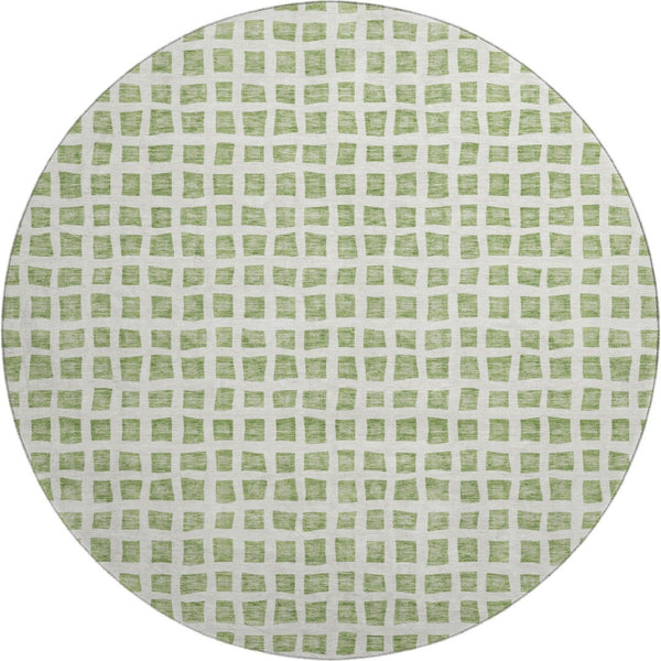 HomeRoots 8' Artichoke Green & Ivory Geometric Area Rug - Washable, UV Protected, Perfect for High-Traffic Spaces 661488