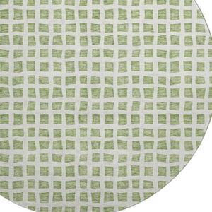 HomeRoots 8' Artichoke Green & Ivory Geometric Area Rug - Washable, UV Protected, Perfect for High-Traffic Spaces 661488