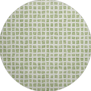 HomeRoots 8' Artichoke Green & Ivory Geometric Area Rug - Washable, UV Protected, Perfect for High-Traffic Spaces 661488