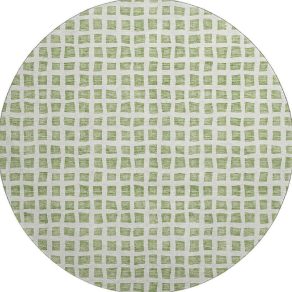 HomeRoots 8' Artichoke Green & Ivory Geometric Area Rug - Washable, UV Protected, Perfect for High-Traffic Spaces 661488