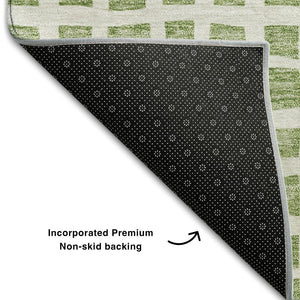 HomeRoots 8' X 10' Artichoke Green & Ivory Geometric Area Rug – Stain-Resistant, UV Protected, Easy Care! 661489