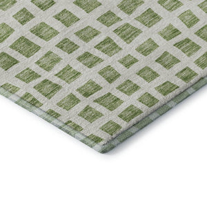 HomeRoots 8' X 10' Artichoke Green & Ivory Geometric Area Rug – Stain-Resistant, UV Protected, Easy Care! 661489
