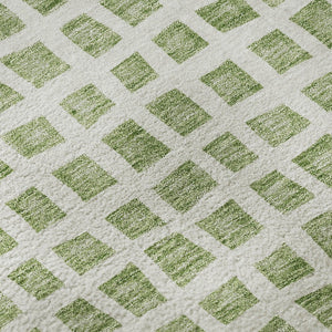 HomeRoots 8' X 10' Artichoke Green & Ivory Geometric Area Rug – Stain-Resistant, UV Protected, Easy Care! 661489