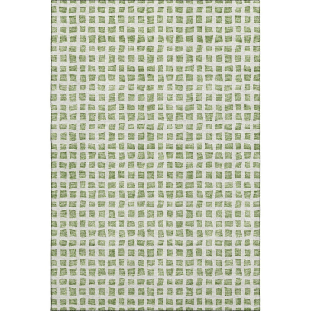 HomeRoots 9' Artichoke Green & Ivory Geometric Washable Area Rug – Durable, UV-Protected, Kid & Pet Friendly! 661490