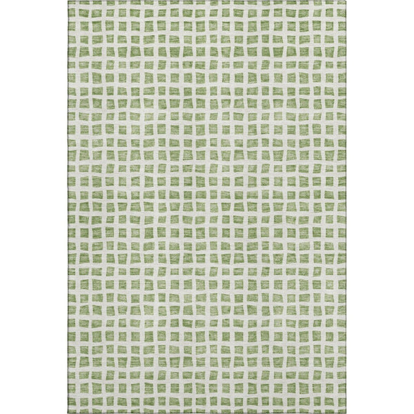 HomeRoots 9' Artichoke Green & Ivory Geometric Washable Area Rug – Durable, UV-Protected, Kid & Pet Friendly! 661490
