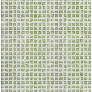 HomeRoots 9' Artichoke Green & Ivory Geometric Washable Area Rug – Durable, UV-Protected, Kid & Pet Friendly! 661490