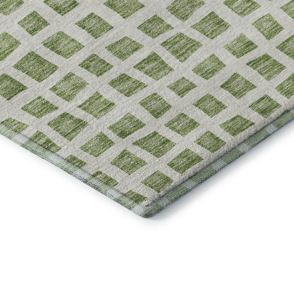 HomeRoots 10' Artichoke Green & Ivory Geometric Washable Area Rug - Durable, Stylish, UV Protected for Home 661491