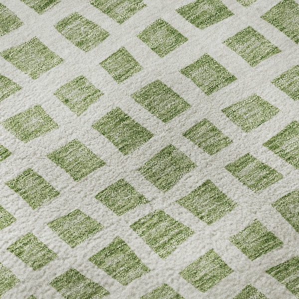 HomeRoots 10' Artichoke Green & Ivory Geometric Washable Area Rug - Durable, Stylish, UV Protected for Home 661491