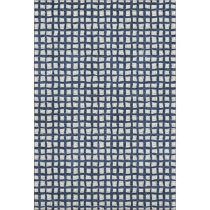 HomeRoots 5' x 8' Geometric Blue and Ivory Area Rug - Washable, UV-Protected, Stain-Resistant, Family-Friendly Design 661493