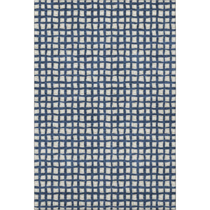 HomeRoots 5' x 8' Geometric Blue and Ivory Area Rug - Washable, UV-Protected, Stain-Resistant, Family-Friendly Design 661493