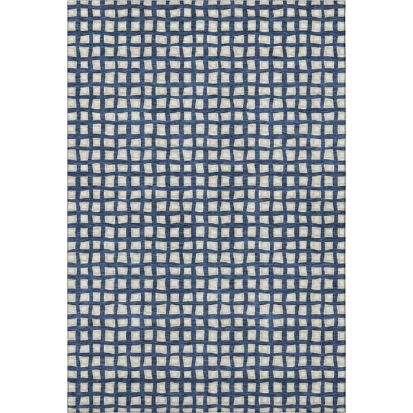 HomeRoots 5' x 8' Geometric Blue and Ivory Area Rug - Washable, UV-Protected, Stain-Resistant, Family-Friendly Design 661493