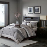 Madison Park Rhapsody Transitional 7 Piece Jacquard Comforter Set MP10-3398 Grey/Taupe