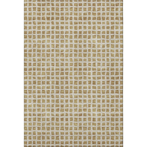 HomeRoots 8' X 10' Gold and Ivory Geometric Area Rug – Washable, UV-Protected, Stylish & Pet-Friendly Design 661507