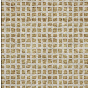 HomeRoots 9' X 12' Gold and Ivory Geometric Area Rug - Washable, UV Protected, Durable, Stylish for Any Space 661508