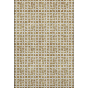 HomeRoots 10' X 14' Gold and Ivory Geometric Area Rug – Stylish, Washable, Durable, UV-Protected for Modern Homes 661509