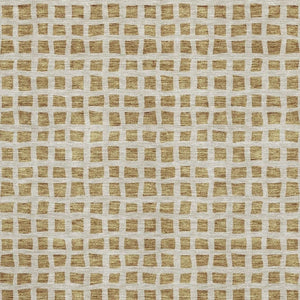 HomeRoots 10' X 14' Gold and Ivory Geometric Area Rug – Stylish, Washable, Durable, UV-Protected for Modern Homes 661509