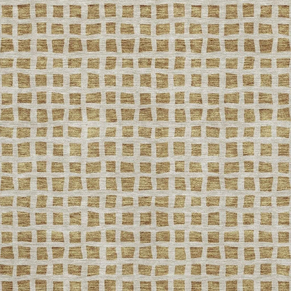 HomeRoots 10' X 14' Gold and Ivory Geometric Area Rug – Stylish, Washable, Durable, UV-Protected for Modern Homes 661509