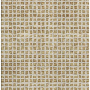 HomeRoots 10' X 14' Gold and Ivory Geometric Area Rug – Stylish, Washable, Durable, UV-Protected for Modern Homes 661509