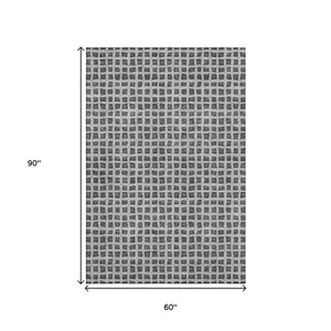 HomeRoots 5' X 8' Stylish Graphite & Silver Geometric Area Rug - Washable, UV Protected, Durable Design! 661511