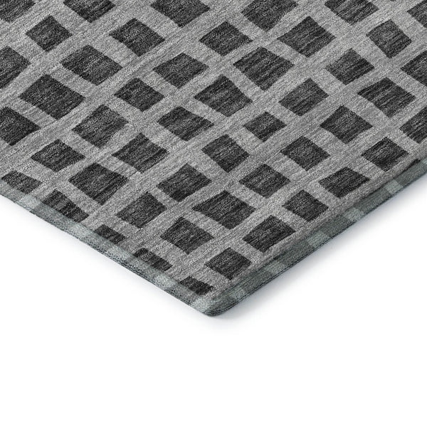 HomeRoots 5' X 8' Stylish Graphite & Silver Geometric Area Rug - Washable, UV Protected, Durable Design! 661511