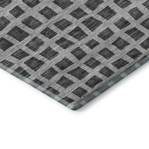HomeRoots 8' X 10' Graphite & Silver Geometric Washable Area Rug - UV Protected, Durable, Family-Friendly Design 661513