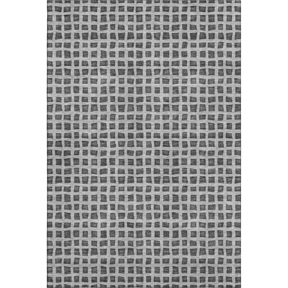 HomeRoots 10' X 14' Graphite & Silver Geometric Washable Area Rug – Durable, Stylish, UV-Resistant Design! 661515