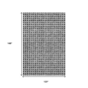 HomeRoots 10' X 14' Graphite & Silver Geometric Washable Area Rug – Durable, Stylish, UV-Resistant Design! 661515