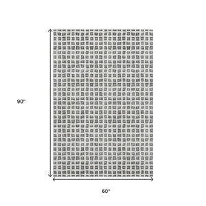 HomeRoots 5' X 8' Gray And Silver Geometric Area Rug – Washable, UV-Protected, Modern Design for Any Space 661517