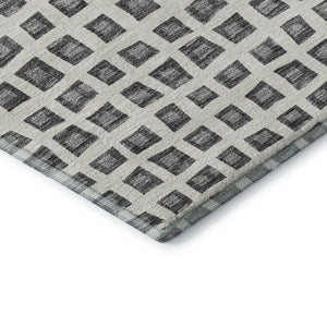 HomeRoots 5' X 8' Gray And Silver Geometric Area Rug – Washable, UV-Protected, Modern Design for Any Space 661517