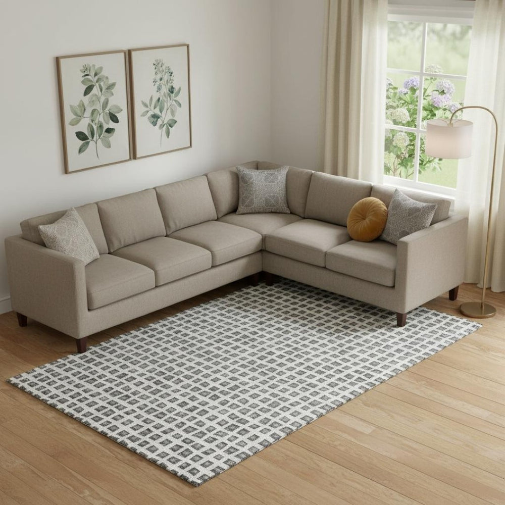 HomeRoots 8' X 10' Gray and Silver Geometric Area Rug - Washable, Stain-Resistant with UV Protection, Durable Style 661519