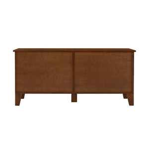 English Elm Lars Rubberwood Rattan Dog Crate Cabinet Stylish Pet Kennel for Living Room Walnut N775P397560W