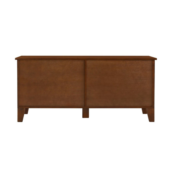 English Elm Lars Rubberwood Rattan Dog Crate Cabinet Stylish Pet Kennel for Living Room Walnut N775P397560W