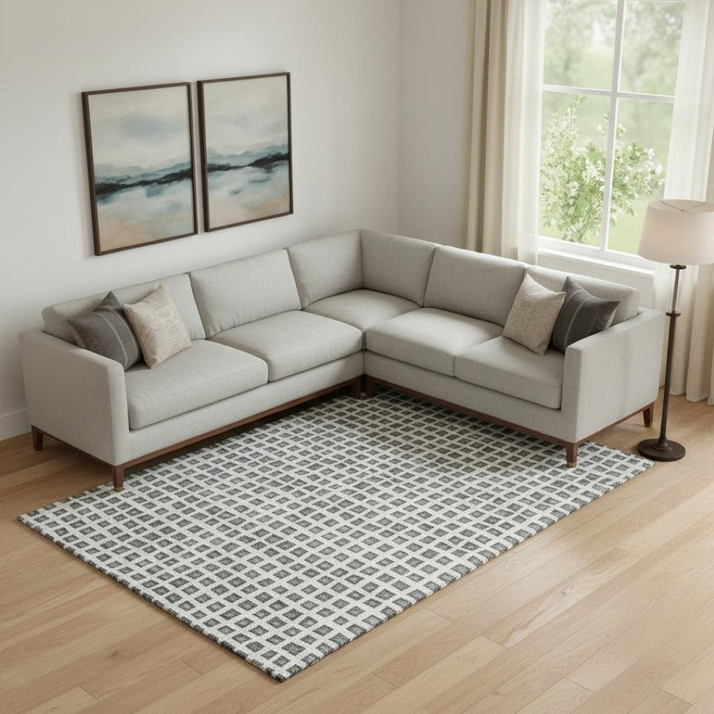 HomeRoots 9' Gray and Silver Geometric Washable Area Rug with UV Protection for Modern Home Décor and Durability 661520